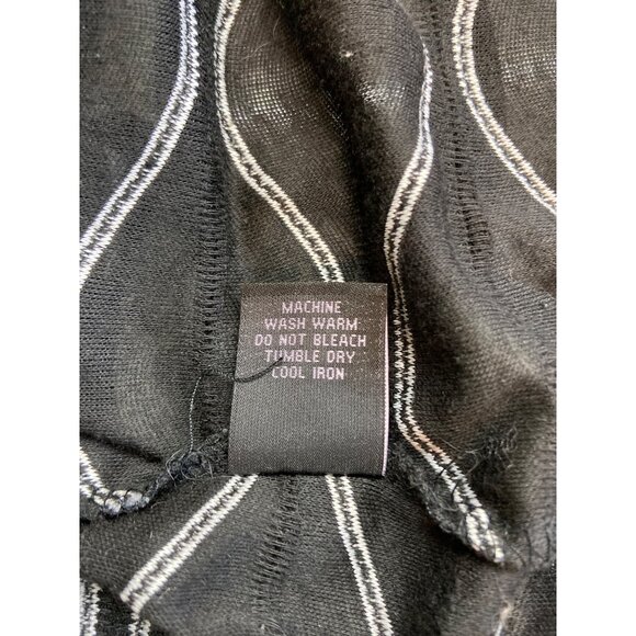 Investments Black Sheer Wavy Stripe Blouse M Mesh Artsy Retro Chic USA - Picture 5 of 7